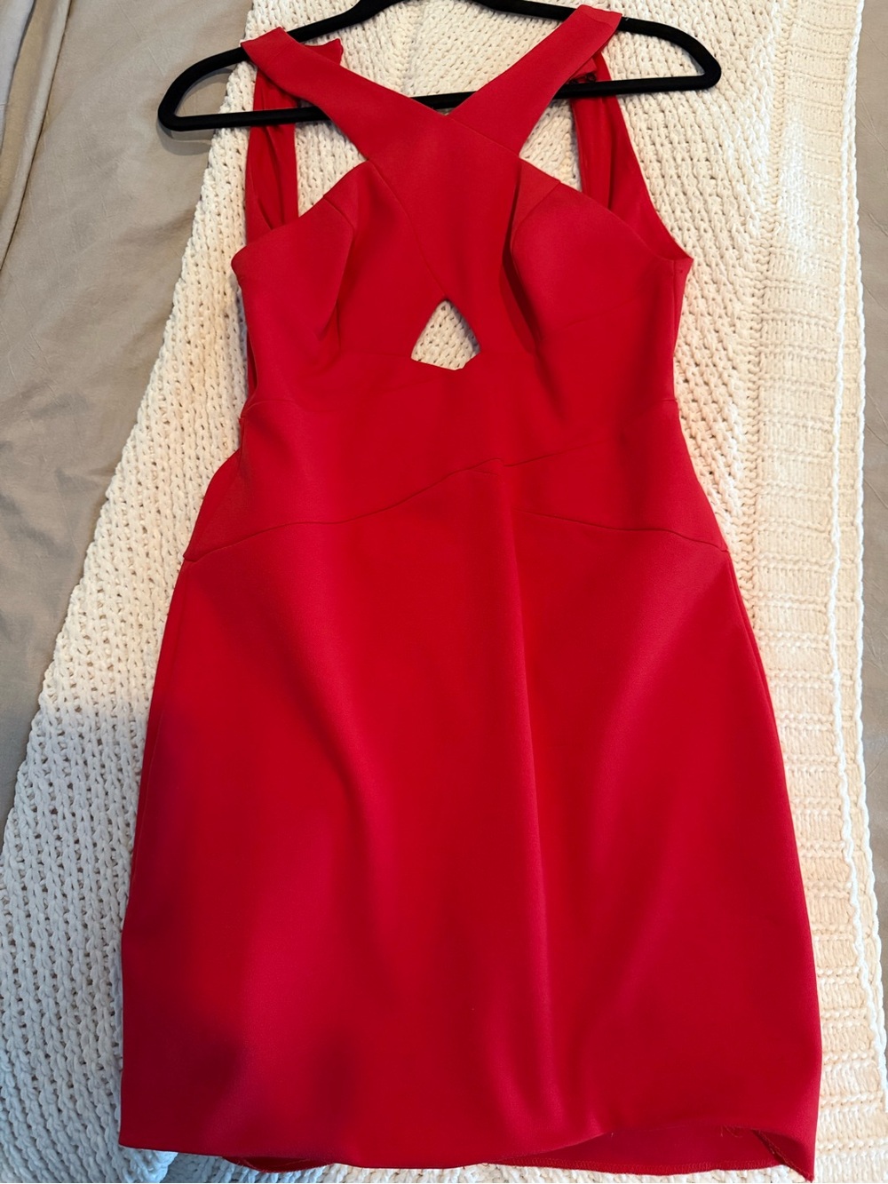 Aidan by Aidan Mattox Vibrant Red Cutout Cross-Strap Mini Dress